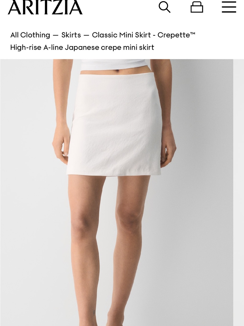Aritzia Wilfred Classic Mini skirt- Crepette white